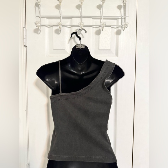 Free People Tan Lines Asymmetrical Ribbed Tank Top - Picture 3 of 5